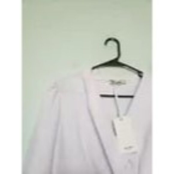 Grace Karin Womens L Blouse White Semi Sheer Wrap Peplum Business Career NWT - Picture 4 of 5